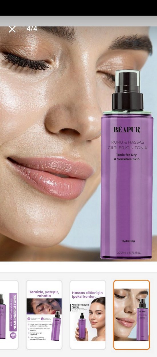 Beapur Kuru ve Hassas Cilt Tonik 200 ml - Görsel 4