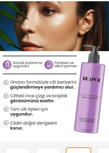 Beapur Hassas&Normal Ciltler için Misel Yüz Temizleme Jeli 200ml - Görsel 3