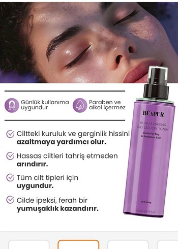 Beapur Kuru ve Hassas Ciltler için Nemlendirici Tonik 200 ml - Görsel 2