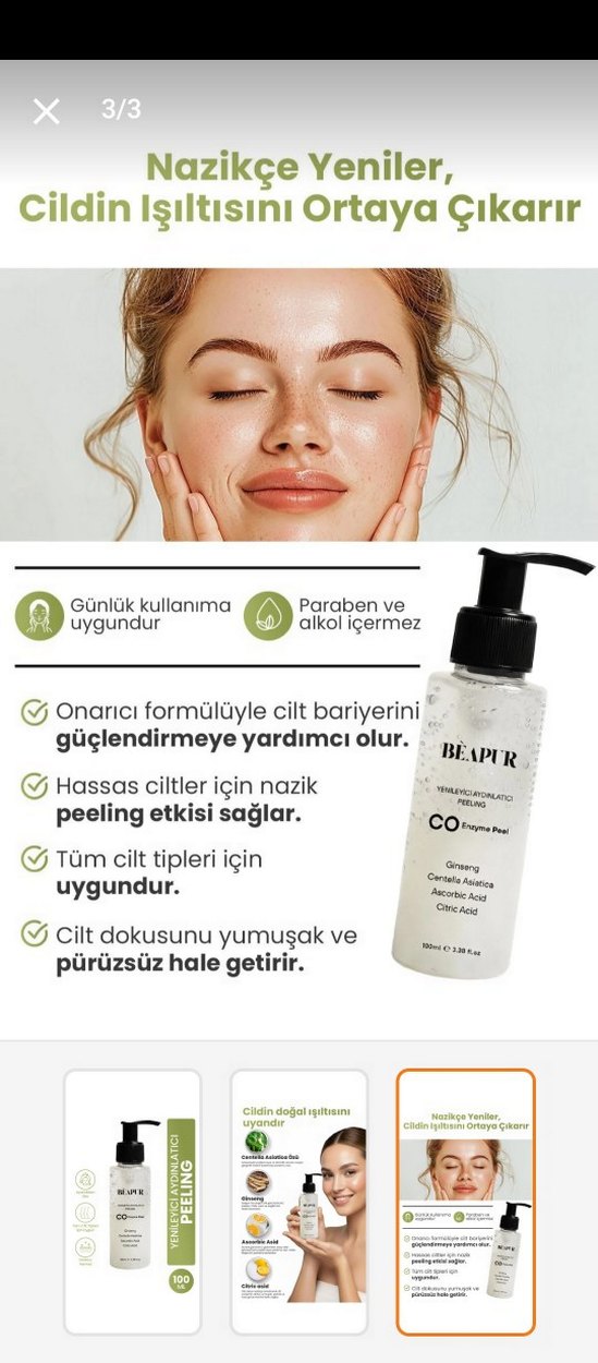 Beapur Centella Asiatica Özlü Yüz Peeling 100 ml - Görsel 3
