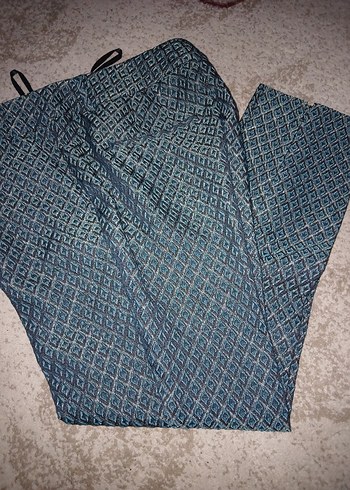 Mavi siyah gold Desenli Kadın Kumaş Pantolon - Görsel 2