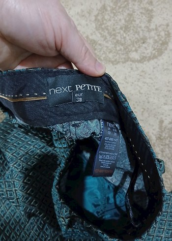 Mavi siyah gold Desenli Kadın Kumaş Pantolon - Görsel 5