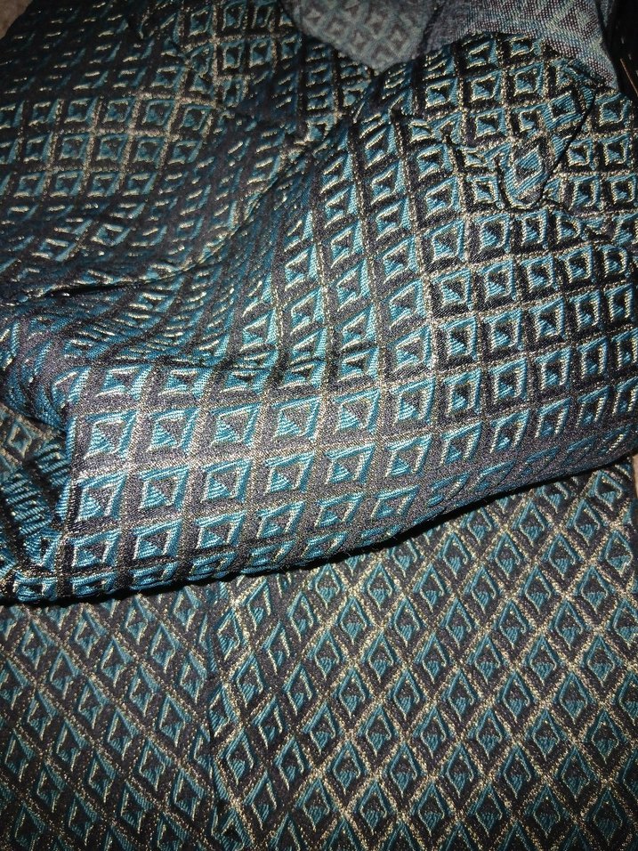 Mavi siyah gold Desenli Kadın Kumaş Pantolon - Görsel 3