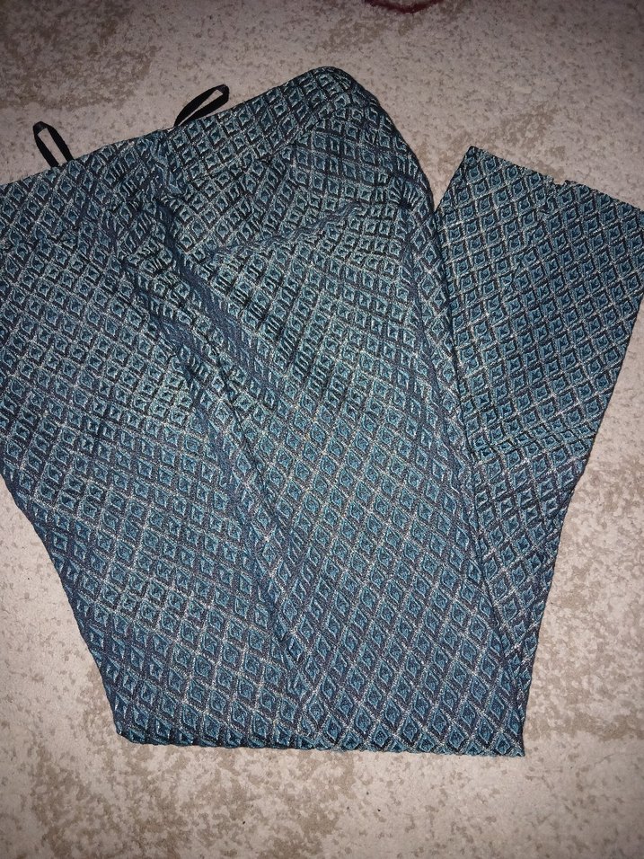 Mavi siyah gold Desenli Kadın Kumaş Pantolon - Görsel 2