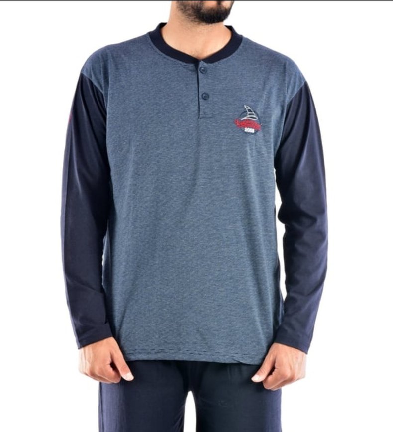 Erkek Gri Uzun Kollu Regular Fit Pijama Takımı - Görsel 2