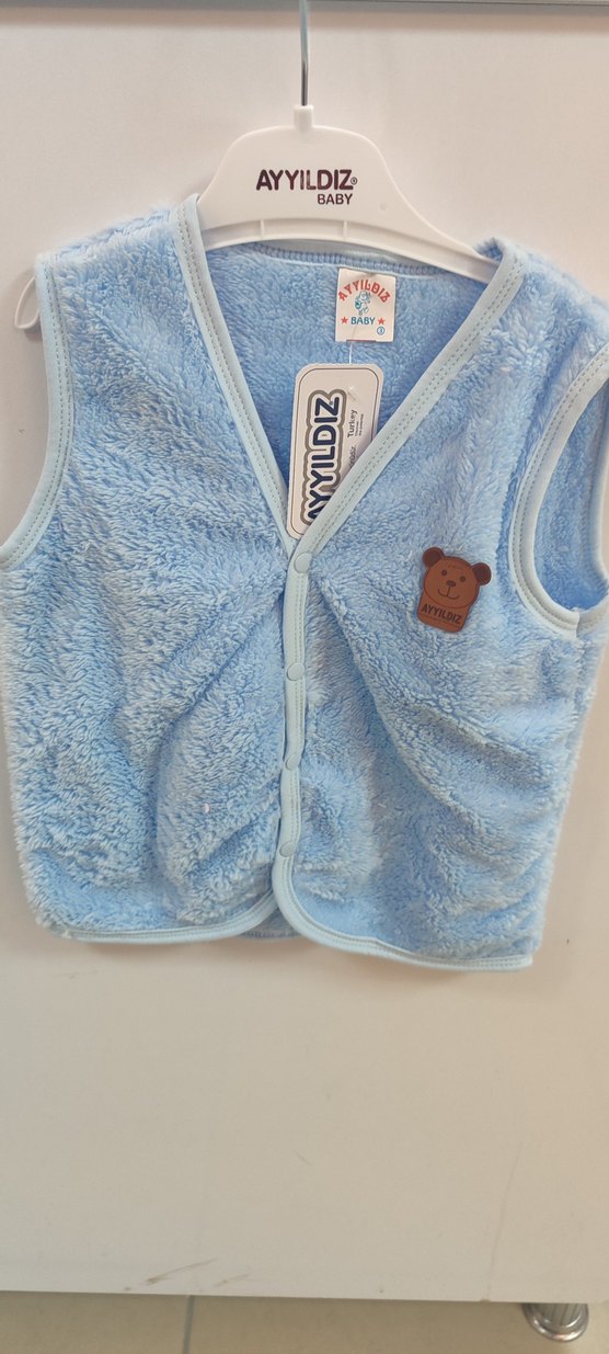Mavi Kız Çocuk Düğmeli Yelek - Görsel 2