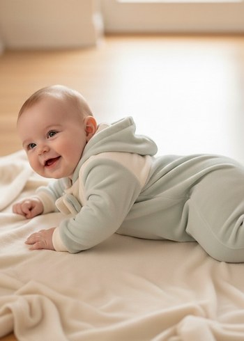 Uzun Kollu Bebek Tulumunda Fiyonk Detayı - Görsel 2