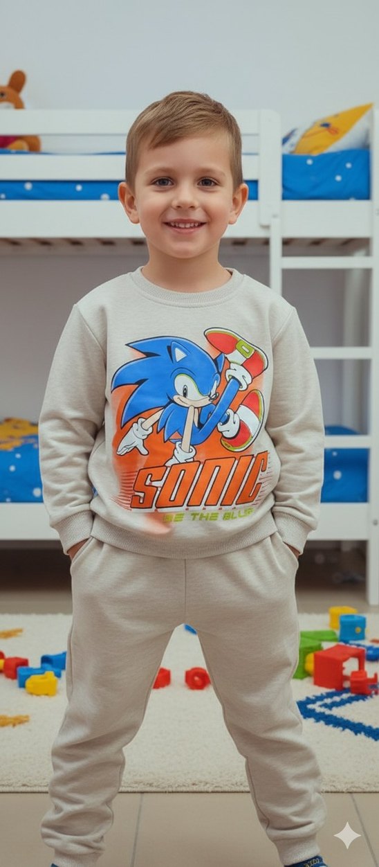 Gri Pop Kültür Baskılı Erkek Çocuk Eşofman - Görsel 2