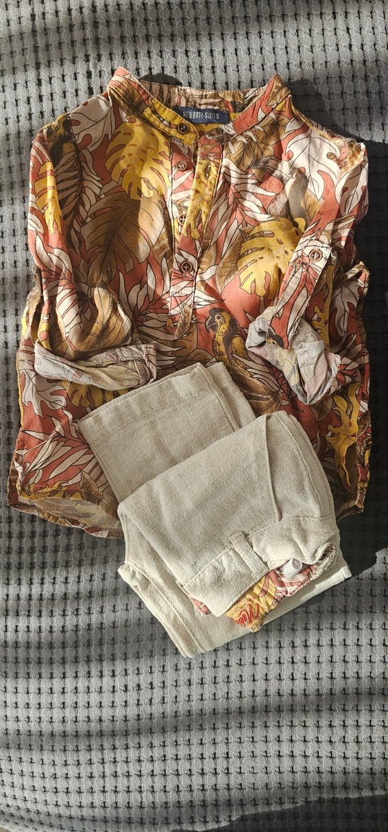 Bohem Tarzı Bağlama Desenli Bebek Erkek Takımı - Görsel 2