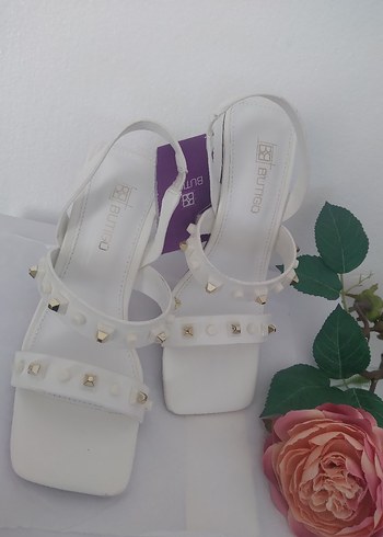 Beyaz zimba detay Topuklu Kadın Ayakkabı - Görsel 5