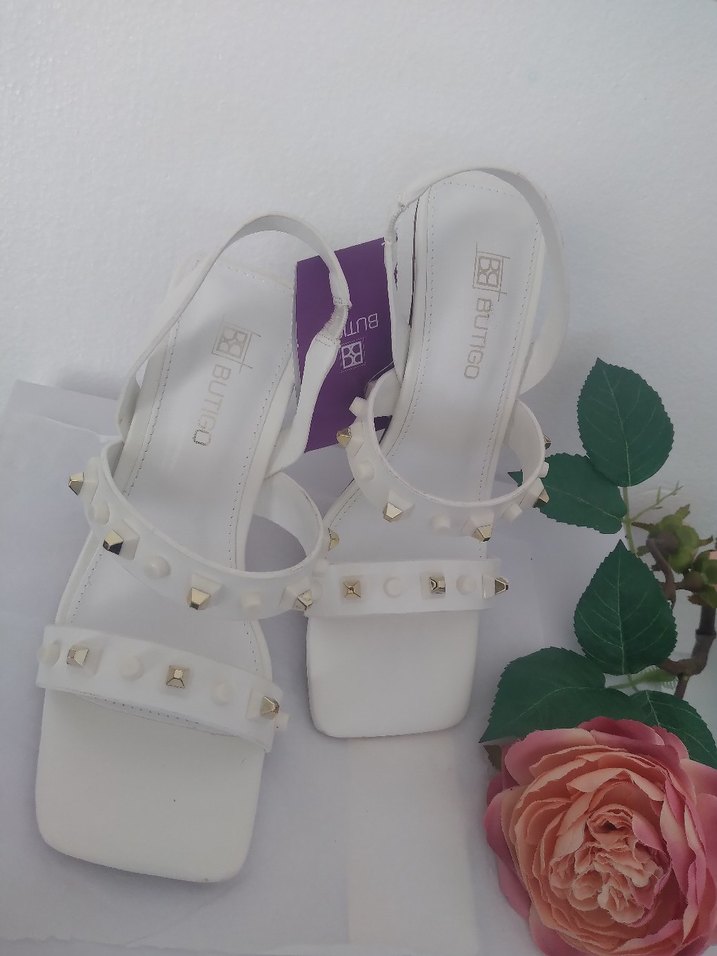 Beyaz zimba detay Topuklu Kadın Ayakkabı - Görsel 5