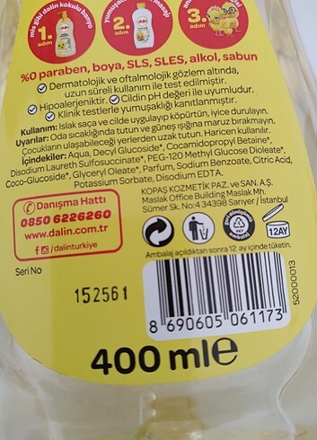  Beden Renk Dalin şampuan ve toka set