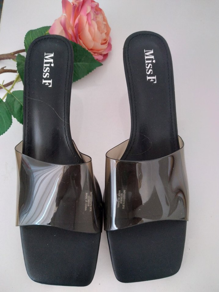 Siyah şeffaf Topuklu Terlik sıfır ürün - Görsel 5