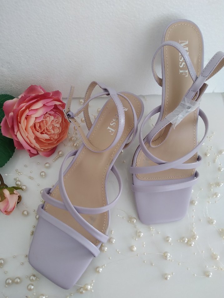 Lila Topuklu Sandalet sıfır ürün - Görsel 3