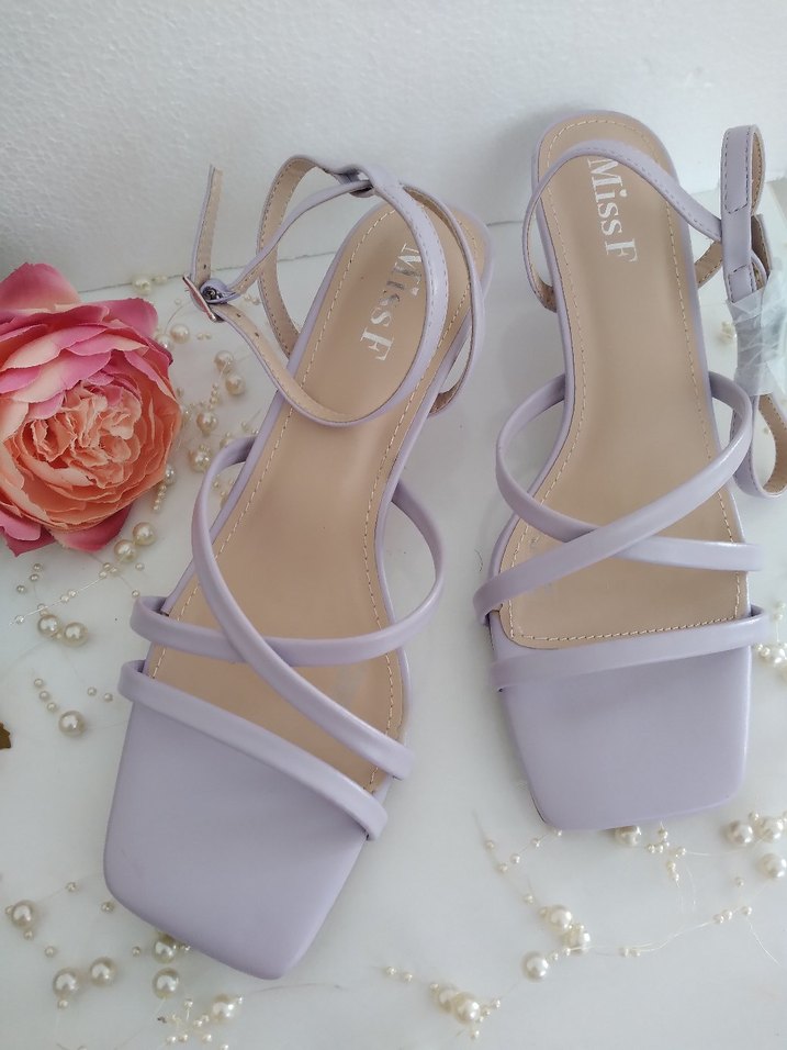 Lila Topuklu Sandalet sıfır ürün - Görsel 5