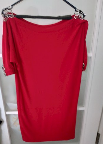 Kırmızı kısa abiye taşlı elbise - Görsel 4