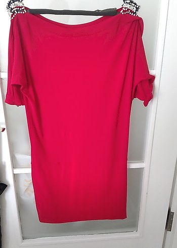 Kırmızı kısa abiye taşlı elbise - Görsel 3