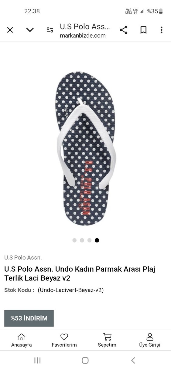 U.S Polo Parmak Arası Plaj Terlik puantiyeli  ve plaj pestemal - Görsel 2