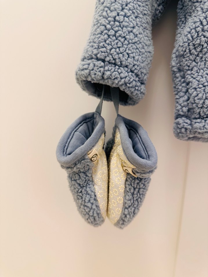 Kapüşonlu Mavi Erkek Çocuk Peluş Mont - Görsel 4