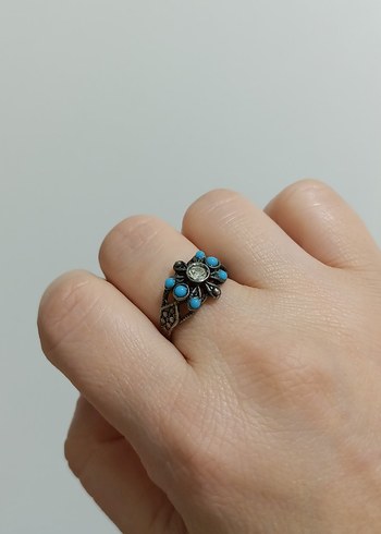 Turkuaz taşlı gümüş Yüzük - Görsel 2