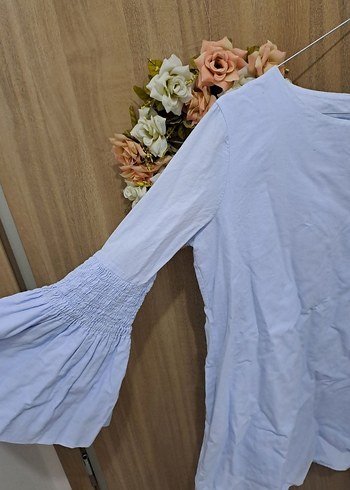 Mavi Keten Kadın Uzun Kollu Bluz- Tunik - Görsel 3