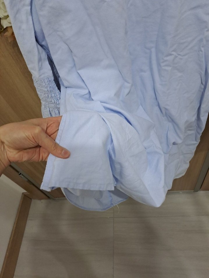 Mavi Keten Kadın Uzun Kollu Bluz- Tunik - Görsel 4