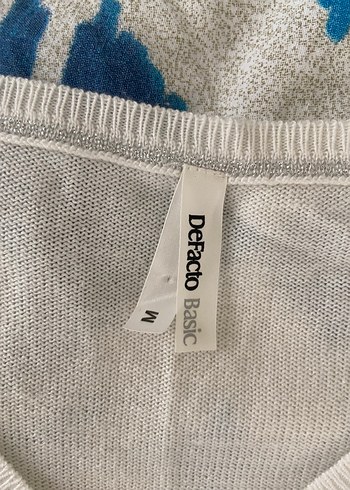 Defacto Beyaz V Yaka Uzun Kollu Keten Kazak - Görsel 2