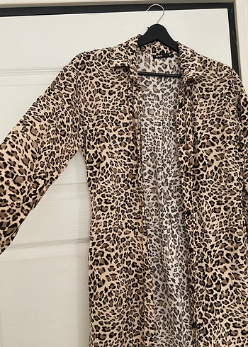 Defacto Leopar Desenli Uzun Kollu Kadın Uzun Elbise - Görsel 3