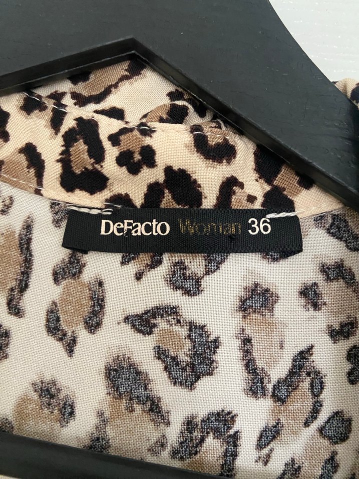 Defacto Leopar Desenli Uzun Kollu Kadın Uzun Elbise - Görsel 2