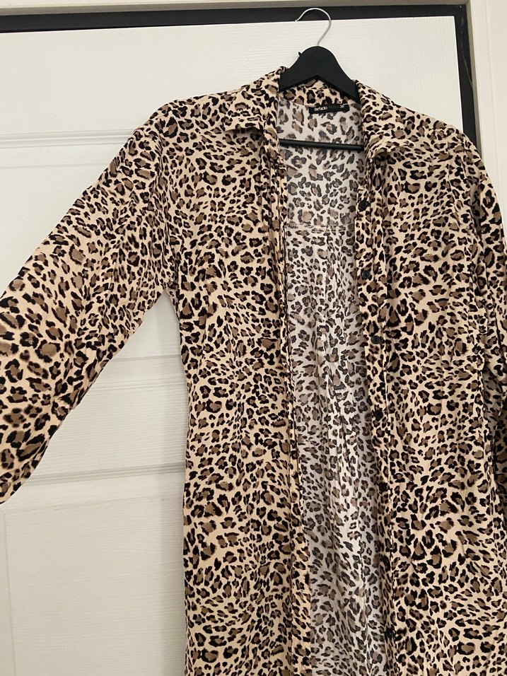 Defacto Leopar Desenli Uzun Kollu Kadın Uzun Elbise - Görsel 3