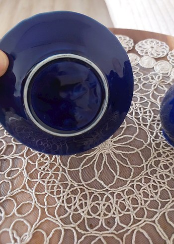 Koyu Mavi mini sütlük ve kahveTabağı. - Görsel 5