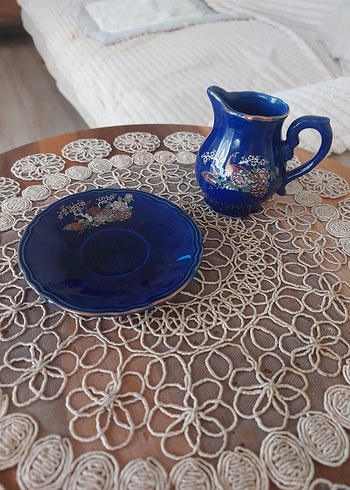 Koyu Mavi mini sütlük ve kahveTabağı. - Görsel 6