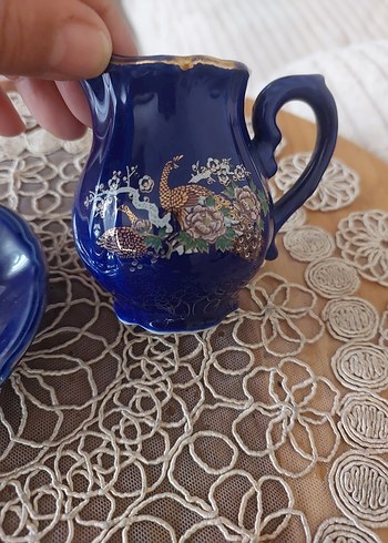 Koyu Mavi mini sütlük ve kahveTabağı. - Görsel 3