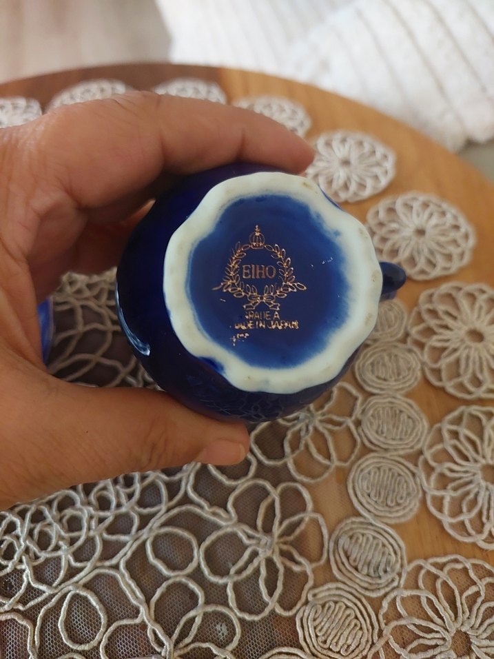 Koyu Mavi mini sütlük ve kahveTabağı. - Görsel 4