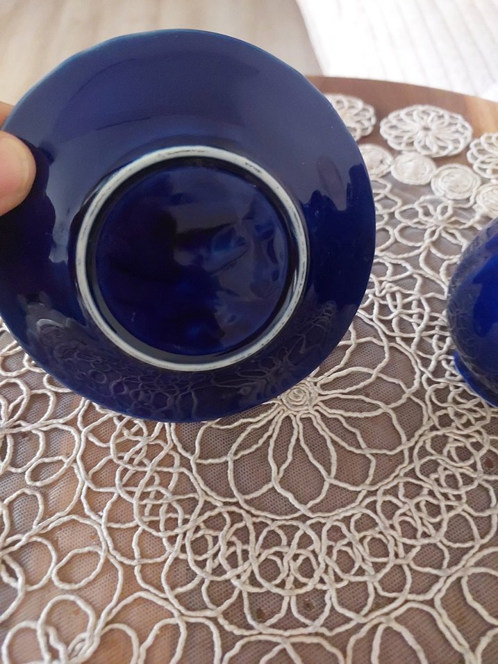 Koyu Mavi mini sütlük ve kahveTabağı. - Görsel 5