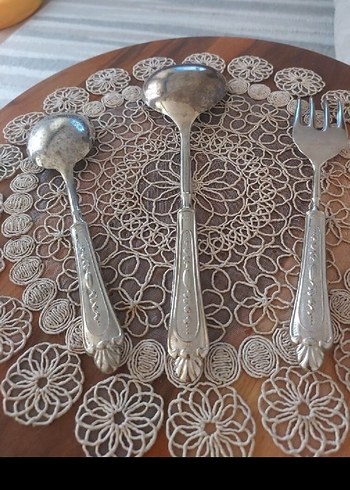 Bej ve Gri Vintage Çatal Kaşık Seti - Görsel 2