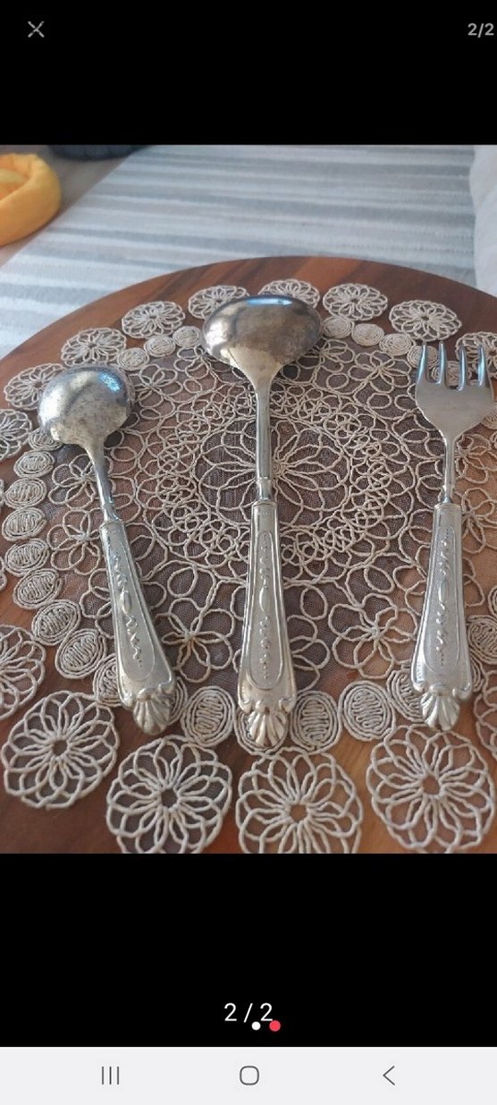 Bej ve Gri Vintage Çatal Kaşık Seti - Görsel 2