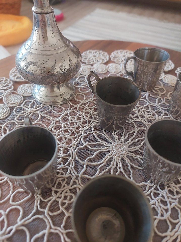 Gri Nakışlı Metal zemzem  Seti - Görsel 2