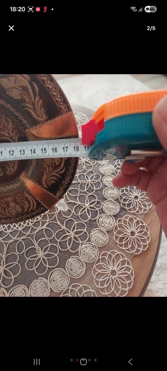 Kahverengi Nakışlı bakır tabak. - Görsel 2