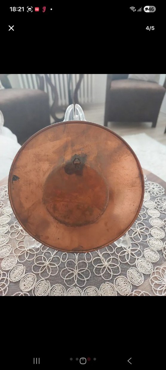 Kahverengi Nakışlı bakır tabak. - Görsel 4