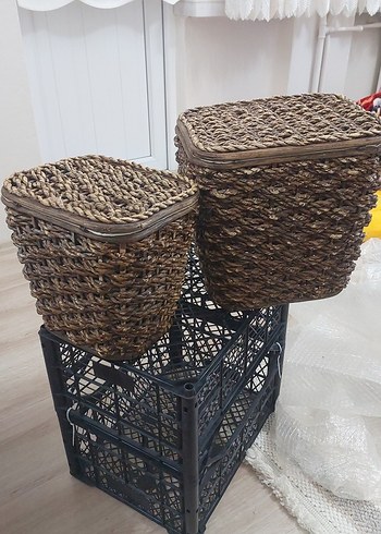 Kahverengi Hasır Saklama Sepetleri - Görsel 14