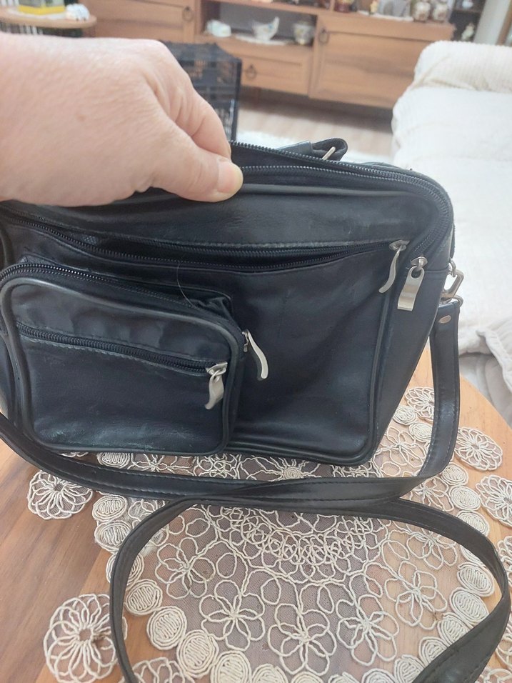 Siyah Fermuarlı Erkek bel ve omuz Çantası - Görsel 5