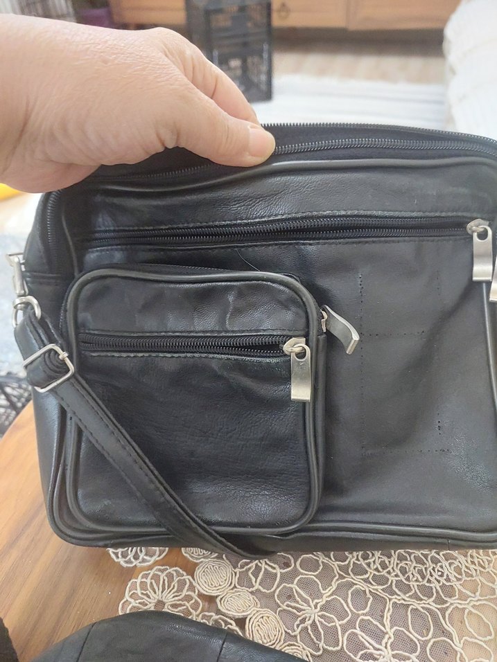 Siyah Fermuarlı Erkek bel ve omuz Çantası - Görsel 3