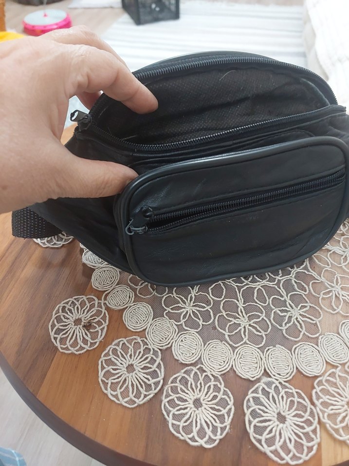 Siyah Fermuarlı Erkek bel ve omuz Çantası - Görsel 4