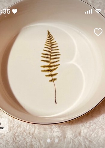 Çiçek Desenli Bohem Tarzı Beyaz Tabak kayık ve salata kasesi - Görsel 2