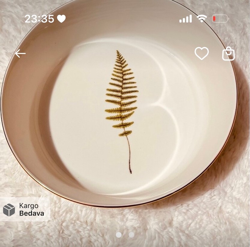 Çiçek Desenli Bohem Tarzı Beyaz Tabak kayık ve salata kasesi - Görsel 2