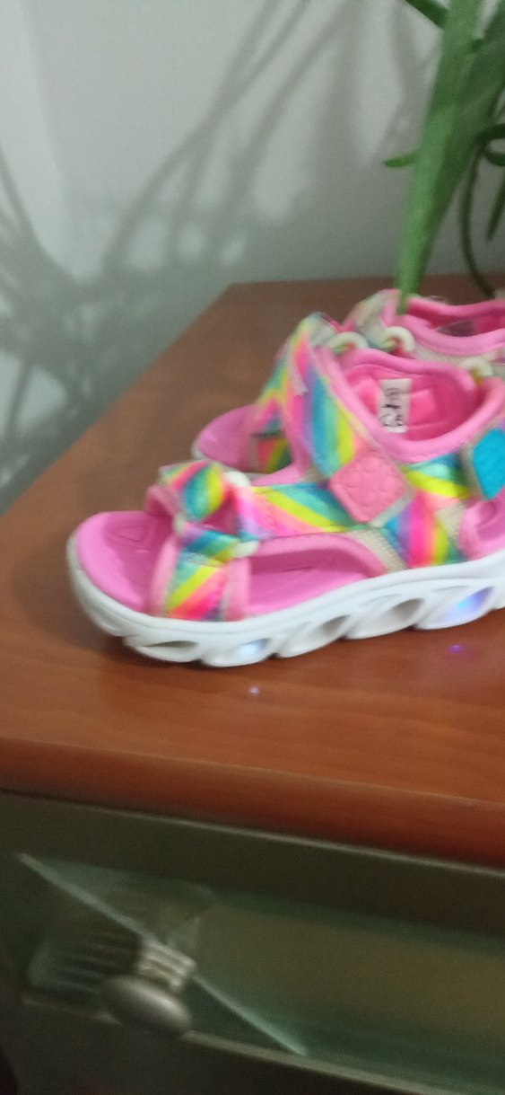 Kız Çocuk Renkli Işıklı Cırt Cırtlı Sandalet - Görsel 2