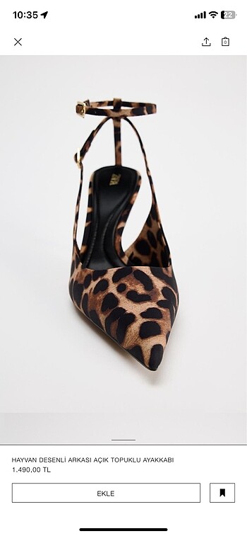 38 Beden Zara Leopar Topuklu Ayakkabı