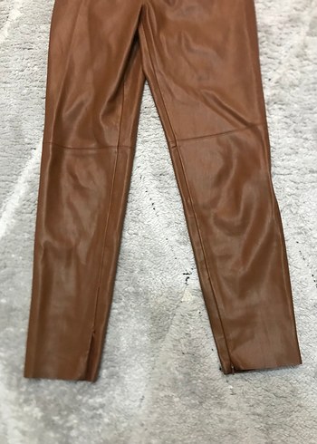 Kahverengi Parlak Deri Kadın Pantolon - Görsel 2