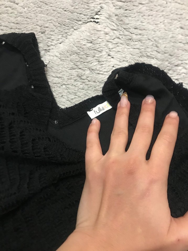 Siyah V Yaka Örgü Mini elbise - Görsel 4